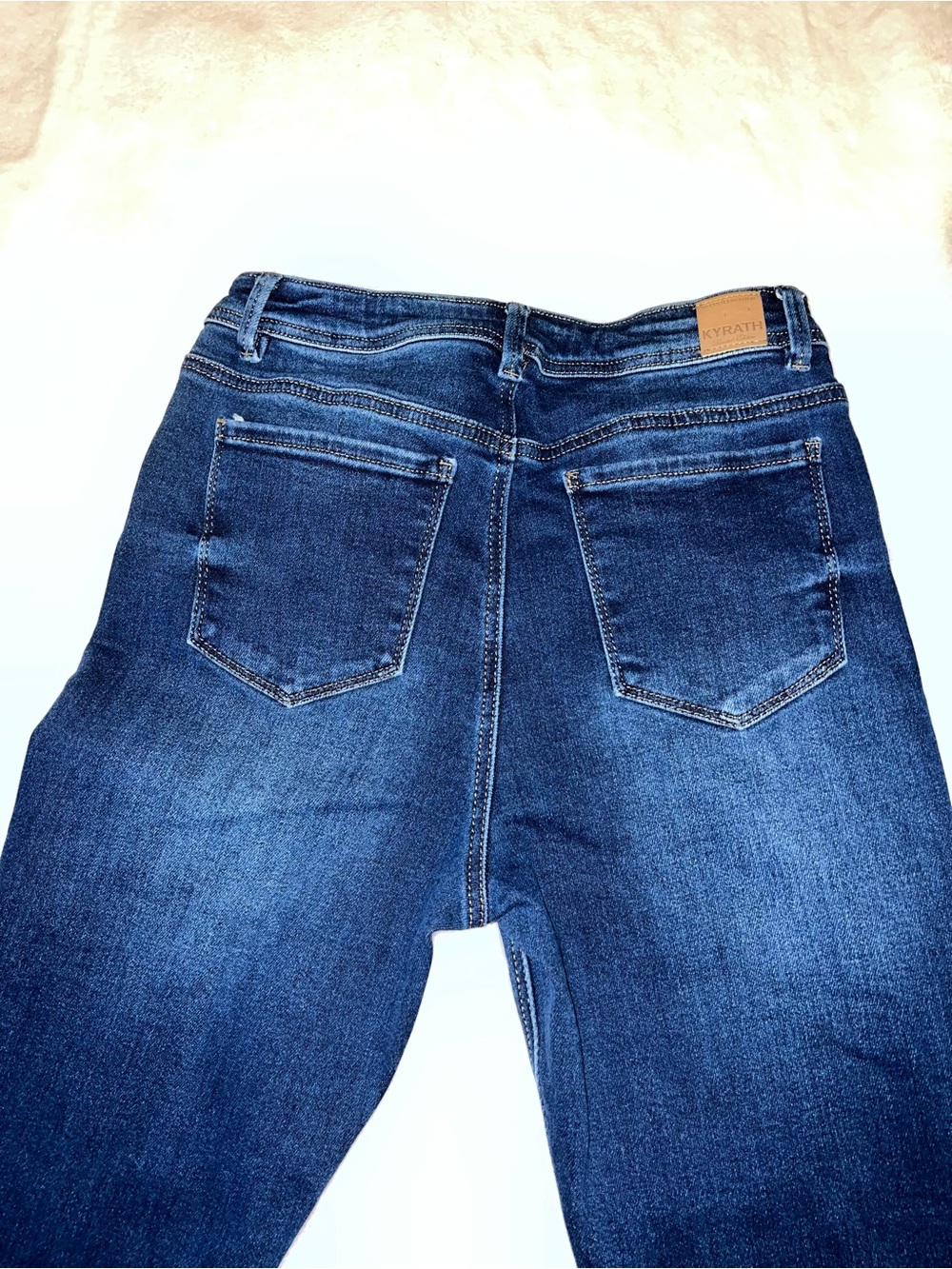 Navy Flare Jeans with Subtle Wash - Picture 4 of 6